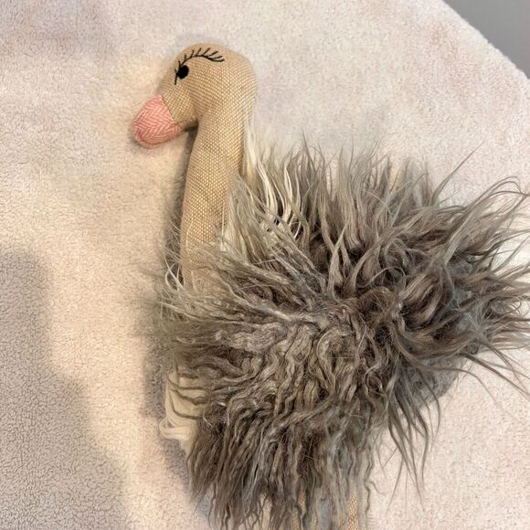 Anthropologie Furry Ostrich Bird Pink Olivia Stuffed Animal Toy 18" Plush - Picture 5 of 12